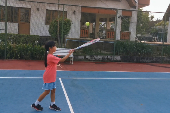 Mini-Tennis Players Practice Skills