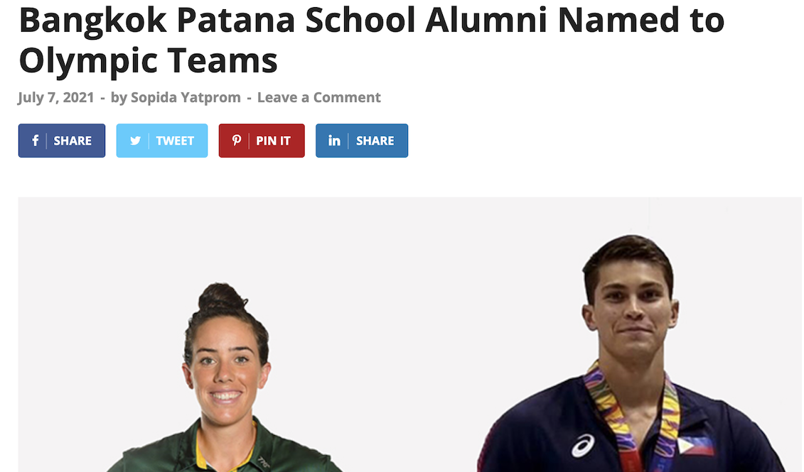 Bankgok Patana Alumni Named to Olympic Teams